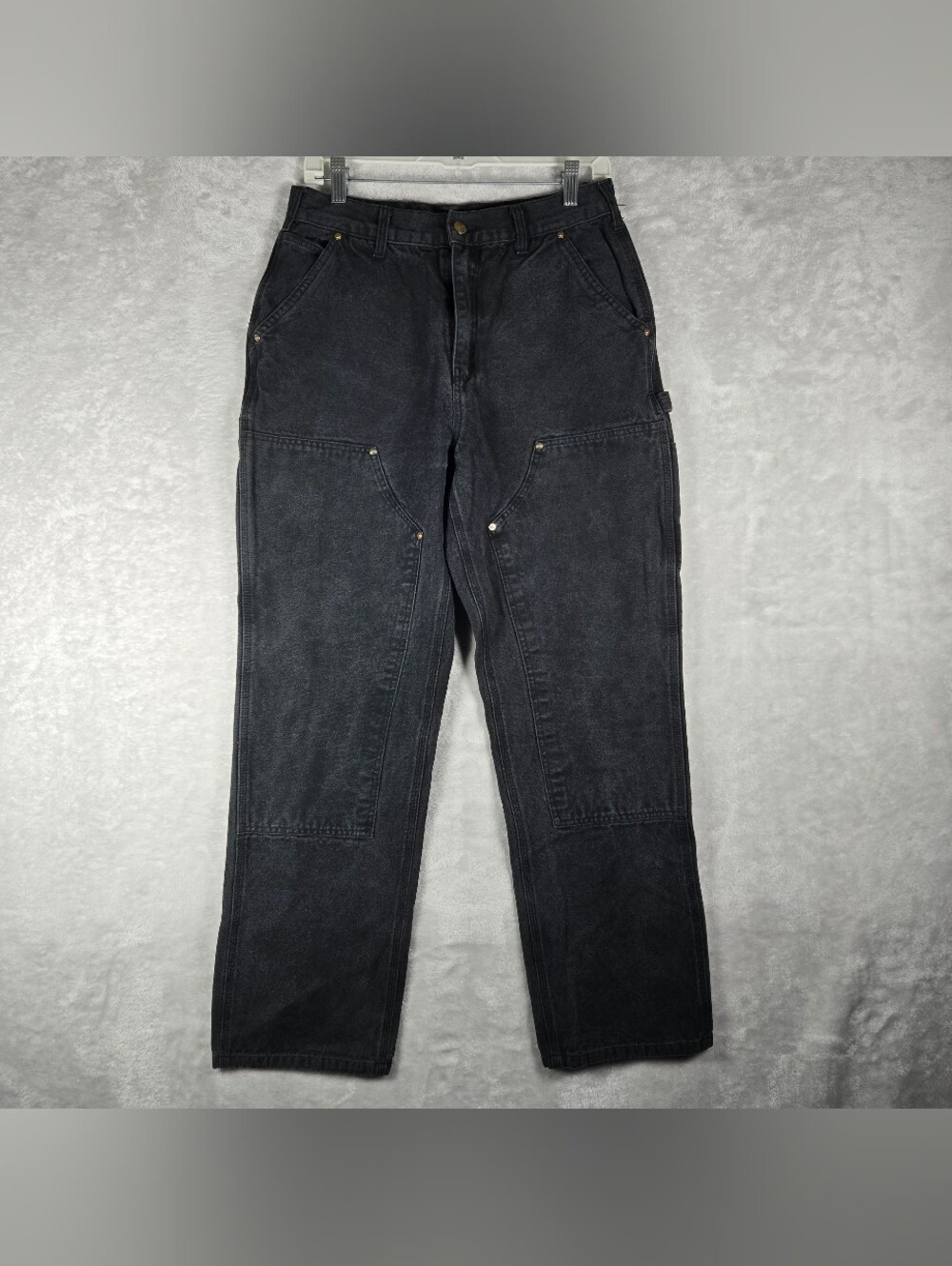 Vintage Carhartt 30x32 B01 Black Duck Work Denim USA Double Knee Jeans Broken In